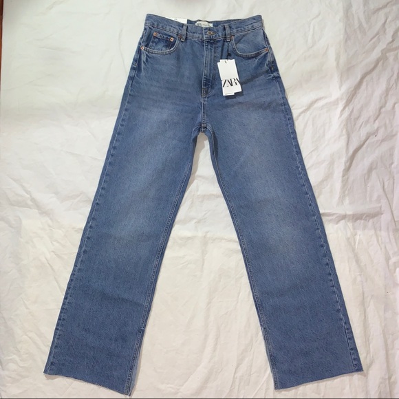 ZARA NAVY FULL LENGTH WIDE LEG JEANS SIZE 4 - Picture 3 of 3